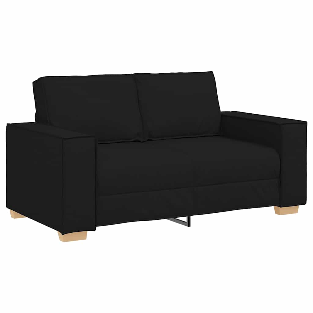 Sofa Set with Cushion 3 pcs Black 220 x 78 x 84 cm Fabric